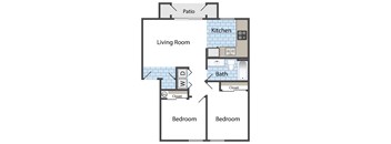 2 Bedrooms, 1 Bathroom