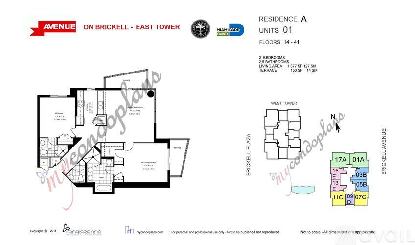 A floor plan for a residence at Avenue on Brickell - East Tower.
