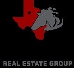 A logo for the Real Estate Group featuring a silhouette of a cowboy and a cow.