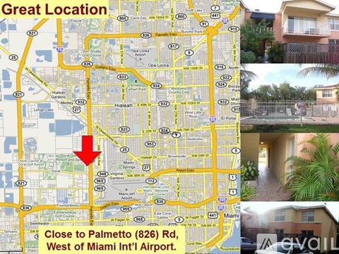 A map shows a location near Palmetto and close to Miami International Airport.