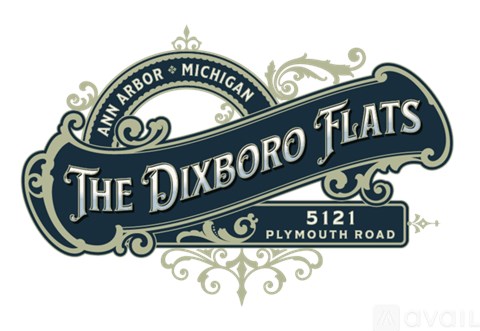 A vintage style logo for The Dixboro Flats located in Ann Arbor, Michigan.