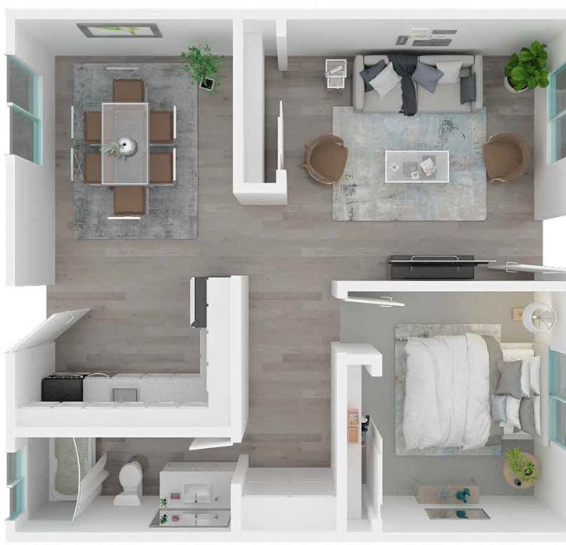 Upgraded 1 BR, 1 BA