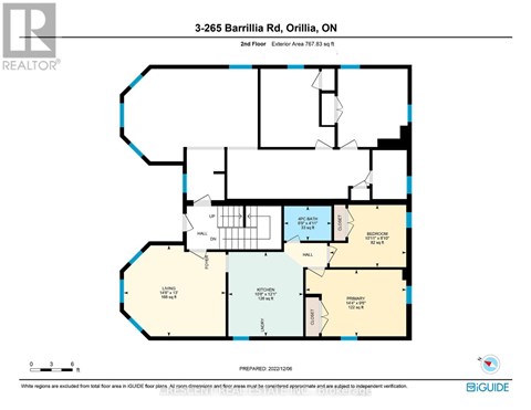 A floor plan for a property at 3-265 Barrilla Rd, Orillia, ON.