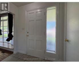 A white door with a glass window is in the middle of a room.