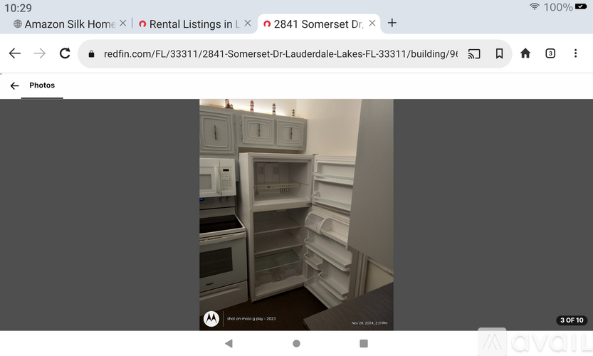 A webpage displaying a rental listing for a property at 2841 Somerset Dr.