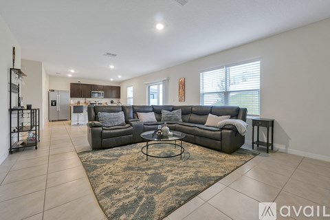 A living room with a rug and two couches.
