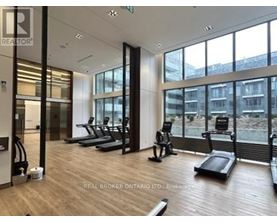 A gym with treadmills and exercise bikes is shown.