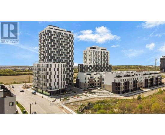 A real estate brokerage company is advertising a property with a modern apartment complex.