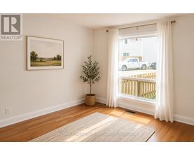 A room with a framed picture on the wall and a tree in a pot.
