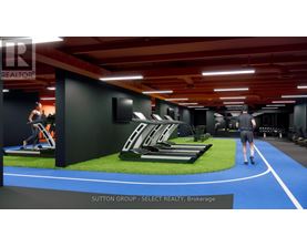A gym with a man and woman exercising.