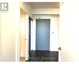 A room with a blue door and a white door.