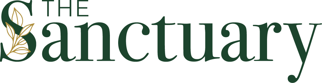 The logo for the Sanctuary, featuring a stylized leaf.