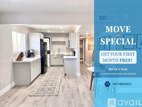 A modern kitchen with a special move in offer.