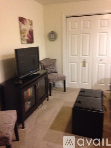 A living room with a television and a couch.