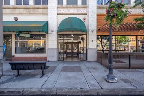 A street view of a hotel named The Meadow Hotel.