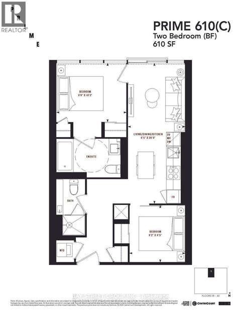 A black and white image of a floor plan for a two bedroom apartment.