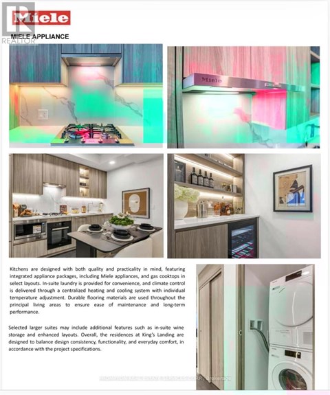 A page from a brochure showcasing various Miele appliances in different kitchen settings.