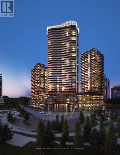 A rendering of a modern building complex with Promotion Real Estate Services Corp. in Brokerage.