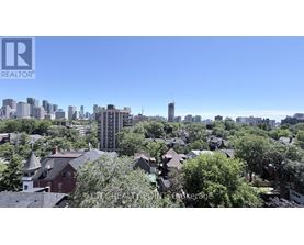 A cityscape with a mix of residential and commercial buildings.