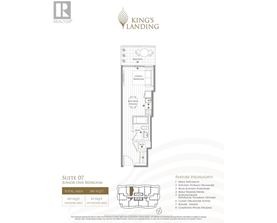 A floor plan for a junior one bedroom suite at King's Landing shows the layout of the rooms.