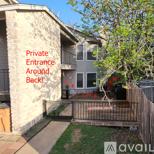A house with a private entrance around back.