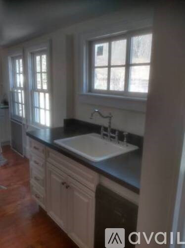 A kitchen with a sink and cabinets.