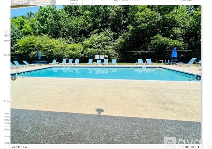 A pool with blue water and a black drain cover.