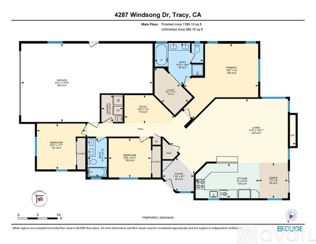 A floor plan for a property located at 4287 Windsong Dr, Tracy, CA.