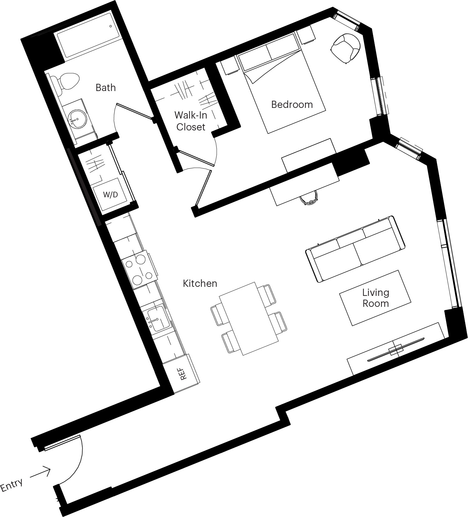 1 Bed/1 Bath-H