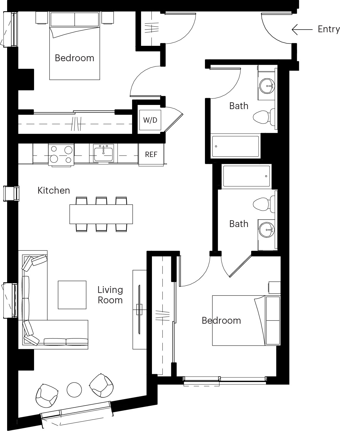2 Bed/2 Bath-E