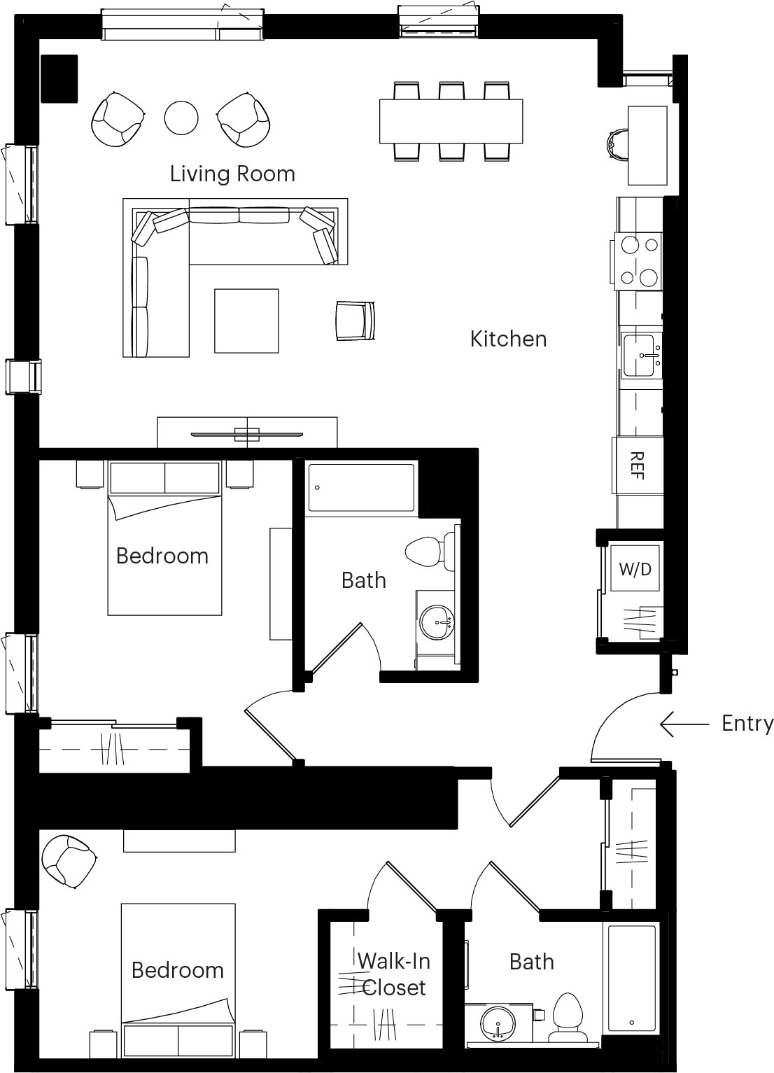 2 Bed/2 Bath-L
