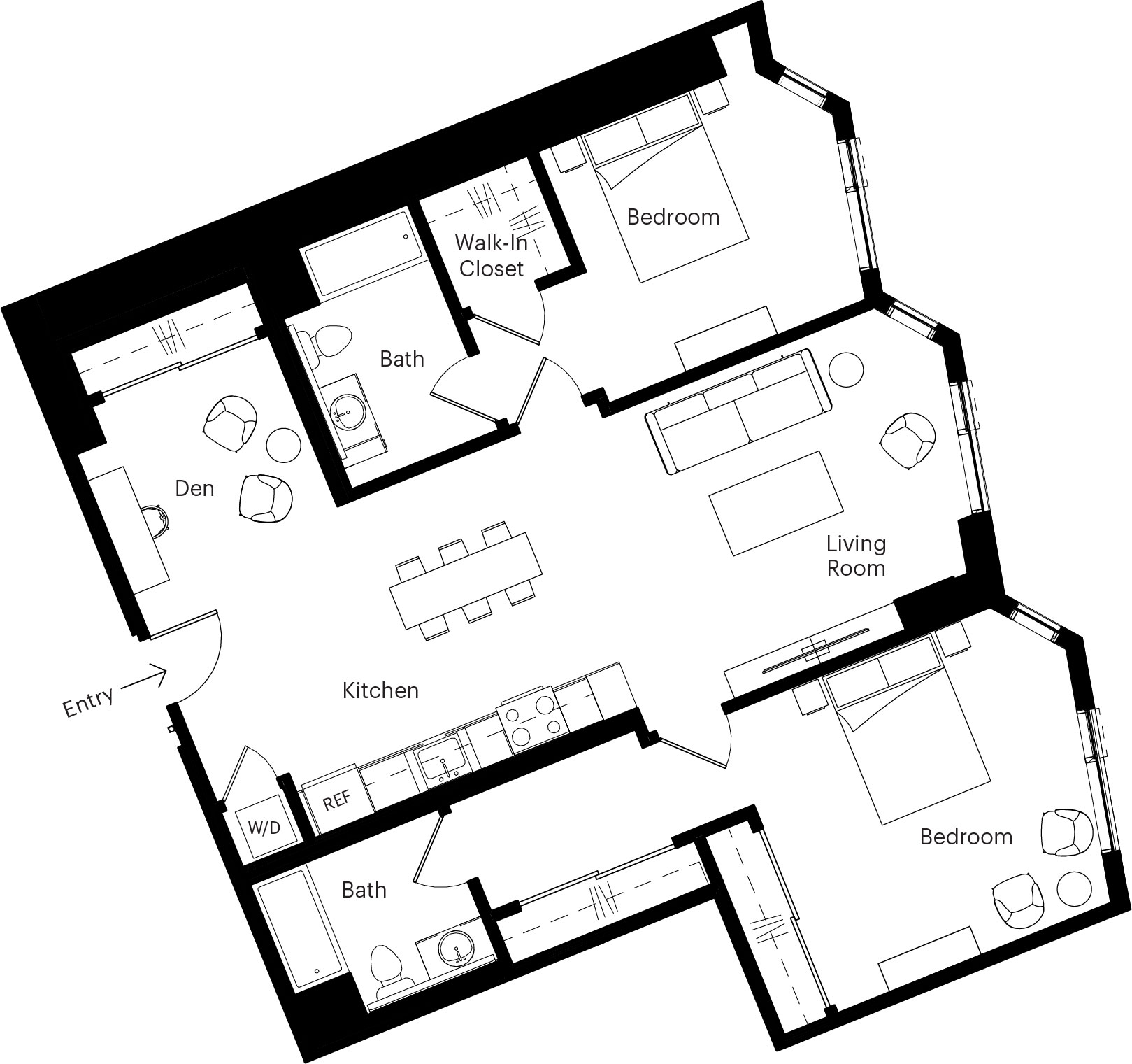 2 Bed/2 Bath-M