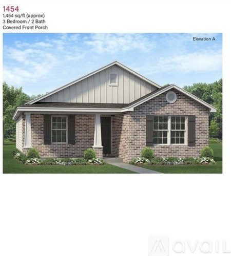 A house plan with 3 bedrooms and 2 bathrooms is shown.