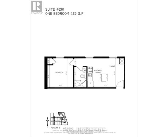 A floor plan for a one bedroom suite is shown.