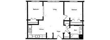 2 Bedrooms, 1 Bathroom
