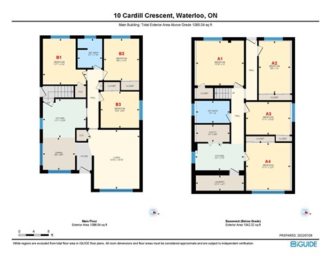 A blueprint of a house with two different floor plans side by side.
