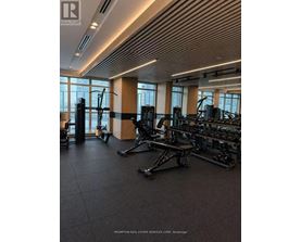 A gym with a variety of equipment including treadmills, weights, and exercise machines.
