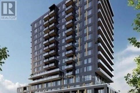 A tall building with the words "Kingway Real Estate Brokerage" on it.