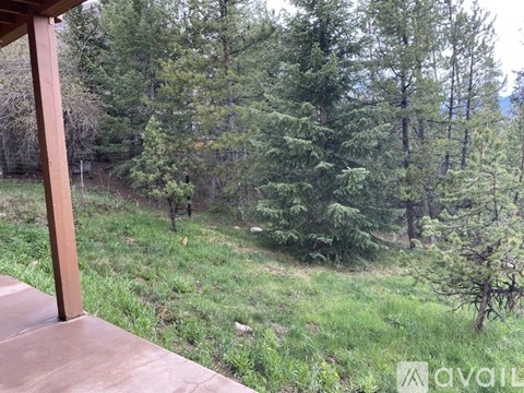 A view from a balcony overlooking a forest.