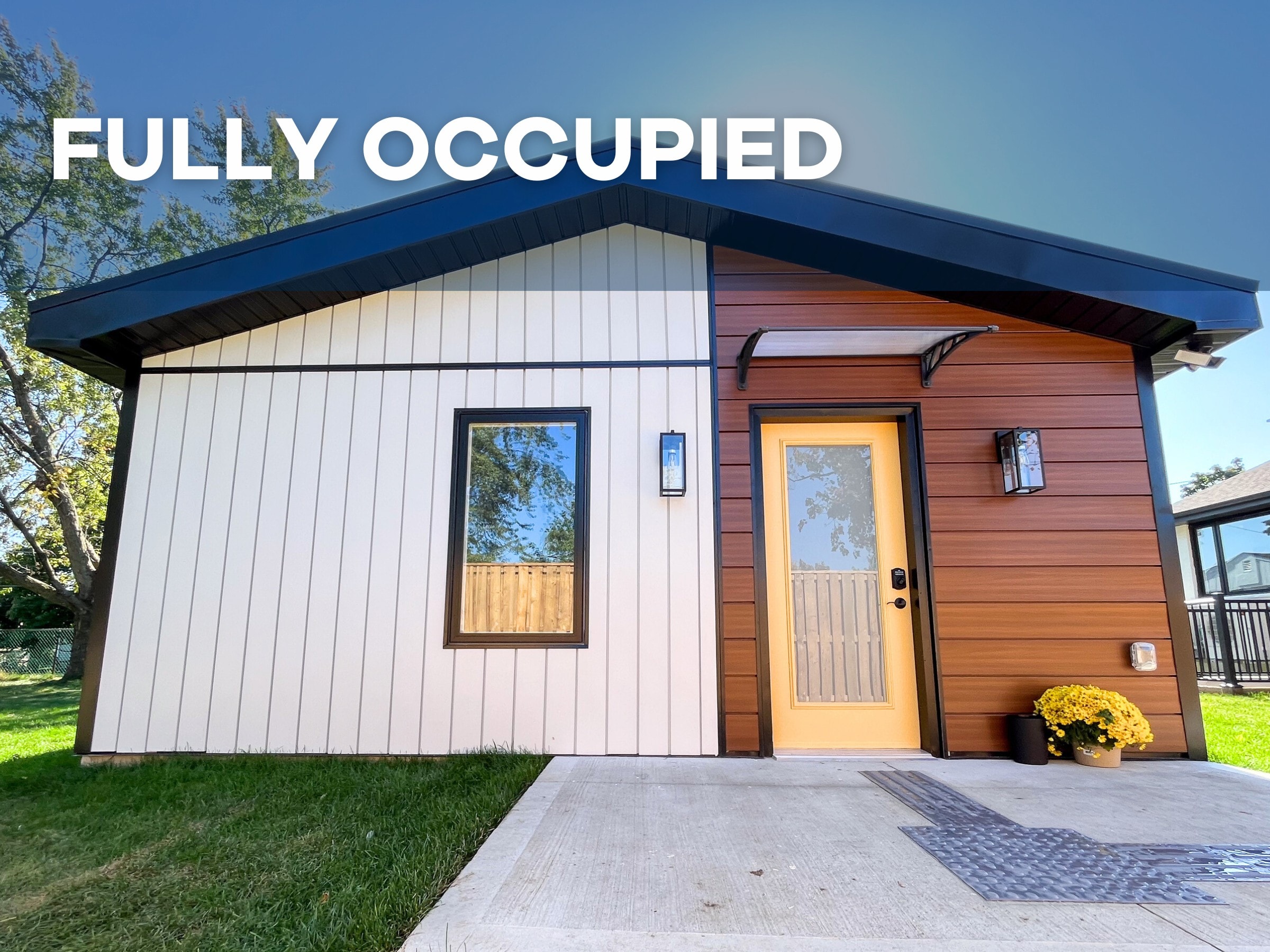A small house with a brown door and windows is labeled as "Fully Occupied".