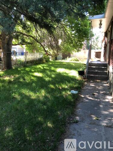 A tree-lined pathway leads to a house.