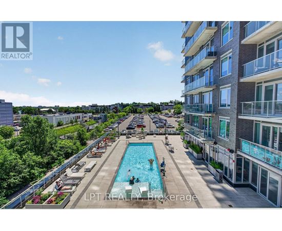 A swimming pool in the middle of a residential area.