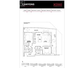 A floor plan for a two bedroom, two bathroom apartment.