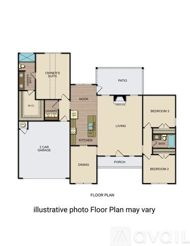 A floor plan of a house with a garage and two bedrooms.
