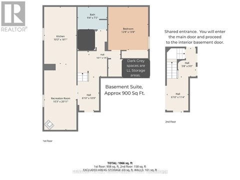 A floor plan for a home with a basement suite.