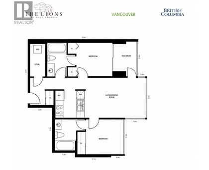 A floor plan for a property in Vancouver, British Columbia, shows a layout with a living room, two bedrooms, a study, and a solar panel.