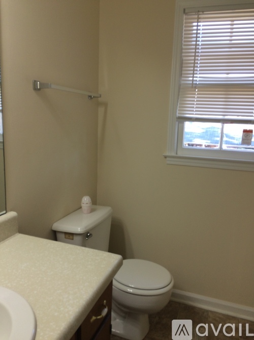 A bathroom with a toilet, sink, and window.