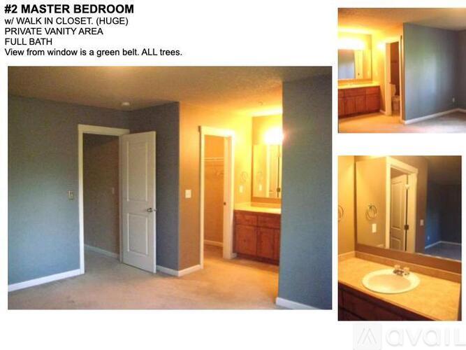 A master bedroom with a walk-in closet, vanity area, and full bath.