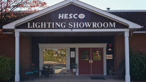 The entrance to the Hesco Lighting Showroom is shown.