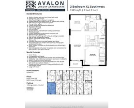 A flyer for a 2 bedroom apartment with a floor plan and details.